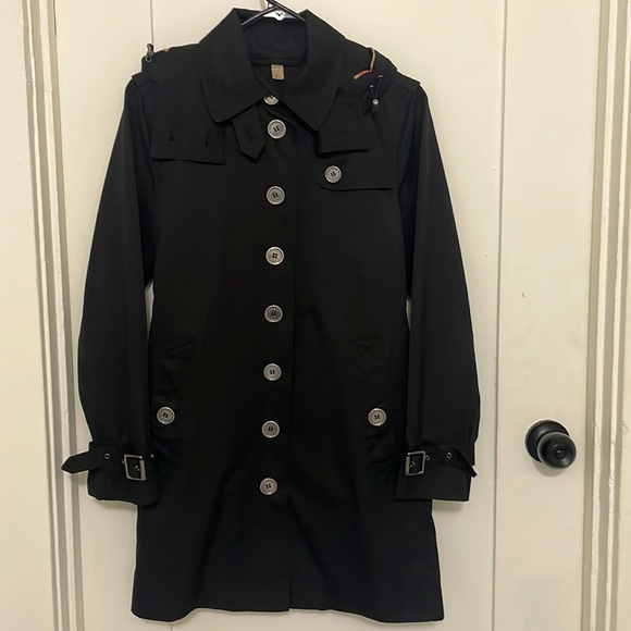 Burberry Trench Coat, Black, Size 4
